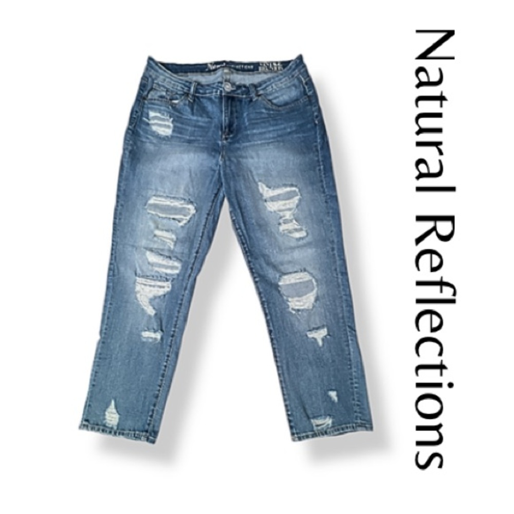 Natural Reflections Vintage Reunion Destroyed Straight High Rise Jeans sz 14 EUC